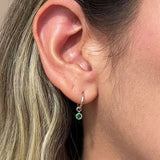 Emerald Bezel Hoop Charm and 8mm Hoop in Solid 14k Yellow Gold