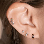 a close up of a person wearing a pair of ear piercings