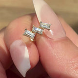 Baguette Cascade Flat Back in 14k Solid White Gold