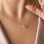 White Gold Diamond Initial Charm Necklace