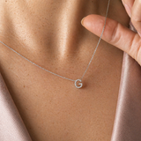 White Gold Diamond Initial Charm Necklace