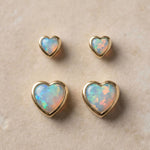 Yellow Gold Opal Heart Flat Back Earring