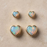 Yellow Gold Opal Heart Flat Back Earring