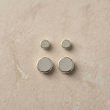 White Gold Round Disc Threaded Flat Back Earring