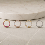 White Gold Gemstone Studded Clicker Hoop