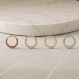 White Gold Gemstone Studded Clicker Hoop