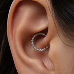 White Gold Gemstone Studded Clicker Hoop
