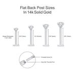 White Gold Princess Cut Diamond Flat Back Earring