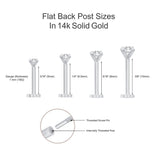White Gold Princess Cut Diamond Flat Back Earring