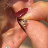 Fishbone Flat Back Stud in Solid 14k Yellow Gold