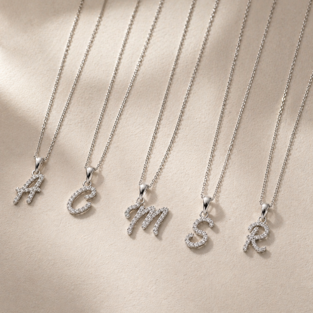 White Gold Cursive Diamond Initial Necklace – A