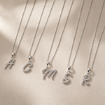 White Gold Cursive Diamond Initial Necklace â€“ A