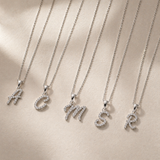 White Gold Cursive Diamond Initial Necklace â€“ A