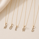 Yellow Gold Cursive Diamond Initial Necklace â€“ A