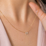 White Gold Diamond Initial Charm Necklace