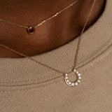 Lucky Diamond Pavé Horseshoe Pendant Necklace in Solid 14k Yellow Gold
