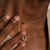 Lucky Diamond Pavé Horseshoe Pendant Necklace in Solid 14k Yellow Gold