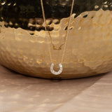 Lucky Diamond Pavé Horseshoe Pendant Necklace in Solid 14k Yellow Gold