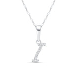 Cursive Diamond Initial Necklace in Solid 14k White Gold - I