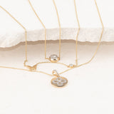 Bubble Butterfly and Diamond Station Necklace in Solid 14k Rose Gold