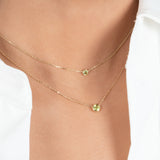 Peridot Station Necklace in Solid 14k Yellow Gold Necklaces