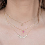 White Gold Bubble Heart Diamond Station Necklace