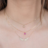 White Gold Bubble Heart Diamond Station Necklace