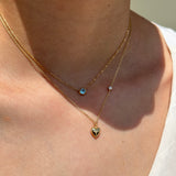 Blue Topaz Station Necklace Bezel Set in Solid 14k Yellow Gold