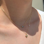 White Gold Bubble Heart Diamond Station Necklace