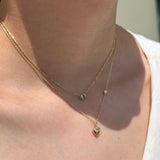 White Gold Bubble Heart Diamond Station Necklace