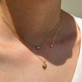 Rose Gold Bubble Heart Diamond Station Necklace