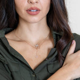 Diamond Clover Lariat Bolo Necklace in Solid 14k White Gold