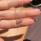 Infinity Pendant Necklace with Diamond Pavé in Solid 10k Yellow Gold