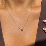 Infinity Pendant Necklace with Diamond Pavé in Solid 10k Yellow Gold
