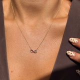 Infinity Pendant Necklace with Diamond Pavé in Solid 10k Yellow Gold