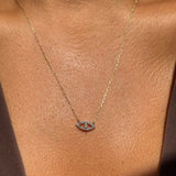 Diamond Evil Eye Necklace in Solid 10k Yellow Gold