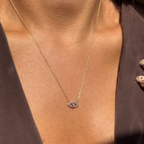 Diamond Evil Eye Necklace in Solid 10k Yellow Gold