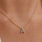 White Gold Diamond Initial Charm Necklace