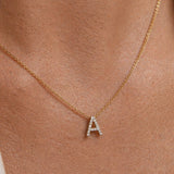 White Gold Diamond Initial Charm Necklace