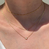 Diamond Station Necklace Bezel Set in Solid 14k Yellow Gold