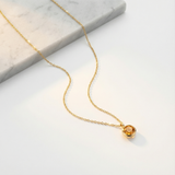 Citrine Station Necklace Bezel Set in Solid 14k Yellow Gold