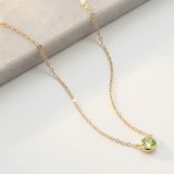 Peridot Station Necklace Bezel Set in Solid 14k Yellow Gold