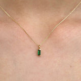 Emerald Baguette Necklace in Solid 14k Yellow Gold