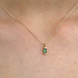 Emerald Baguette Necklace in Solid 14k Yellow Gold