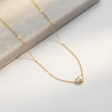 Freshwater Pearl Station Necklace Bezel Set in Solid 14k Yellow Gold