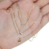 White Gold Bubble Heart Diamond Station Necklace