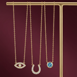 Diamond Evil Eye Necklace in Solid 10k Yellow Gold