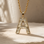 Yellow Gold Radiant-Cut Initial Pendant - A