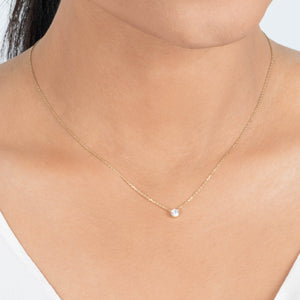 Diamond Station Necklace in Solid 14k Yellow Gold Necklaces