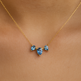 Teardrop Shaped Swiss Blue Topaz Necklace in Solid 10k Yellow Gold